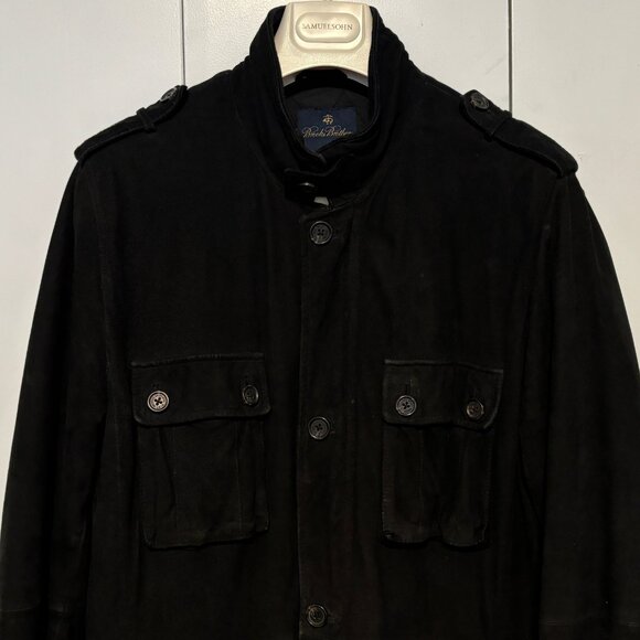 $950 Brooks Brothers Black Suede Field Jacket - Medium - Picture 1 of 16
